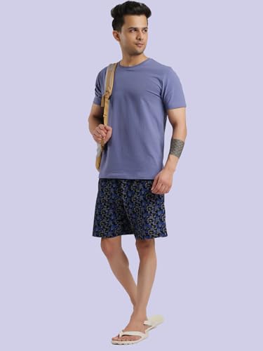 Image of Bumchums Printed Knee Length Bermuda Shorts for Men, Cotton Fabric, Regular Fit, Pack of 2