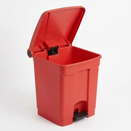 Caneca de basura roja rectangular de 8 galones con pedal miniatura 3
