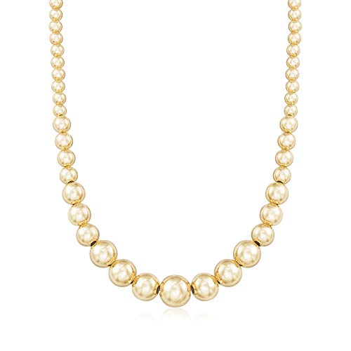 Ross-Simons Italian 6-14mm 18kt Gold Over Sterling Silver Graduated Bead Necklace. 18 inches