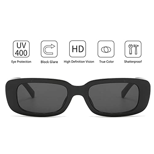 Image of Rectangle Sunglasses for Women Retro Driving Glasses 90's Vintage Fashion Narrow Square Frame UV400 Protection