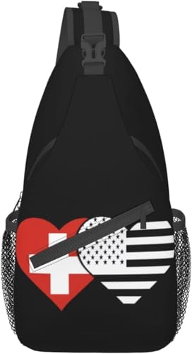 Morrales Crossbody Unisex con Bandera Suiza y Americana