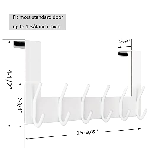 WEBI Over The Door Hook,Over Door Hanger Coat Rack Over The Door Towel Rack,Towel Hanger,6 Hooks for Hanging Clothes,Hats,Bathroom,White - Image 2