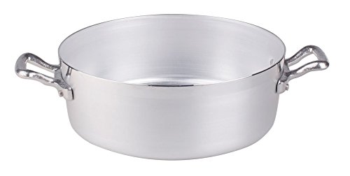 Pentole Agnelli, FAMA634, Casseruola Bassa con 2 Maniglie in Acciaio Inox, Alluminio, Argento