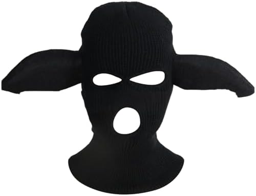 YiZYiF 3 Holes Mask Full Face Cover Outdoor Ear Novelty Funny Warm Hat Winter Knitted for Halloween image 5