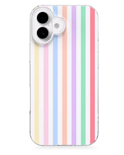 Feams for iPhone 17 Case [Compatible with Magsafe] Slim Shockproof Protective TPU Phone Cover for iPhone 17 6.3" Women Girls, Rainbow Striped