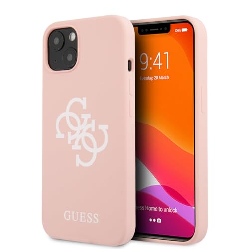 Guess GUHCP13SLS4GWPI Coque en Silicone pour iPhone 13 Mini 5,4" avec Logo 4G Rose