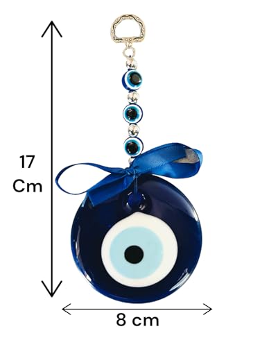 WARMINGO DE Large Evil Eye Hanging for Home & Office | Turkish Evil Eye for Good Luck and Prosperity | Evil Eye Wall Hanging Main Door Entrance Nazarbatu (8cm)