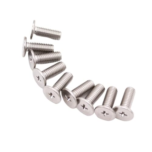 t@Xi[lW 25Pcs M1.4-M3 304 Stainless Steel Cross Phillips Ultra Thin Super Low Flat Wafer Metal Bolt Screw(6mm,M2.5 25pcs)