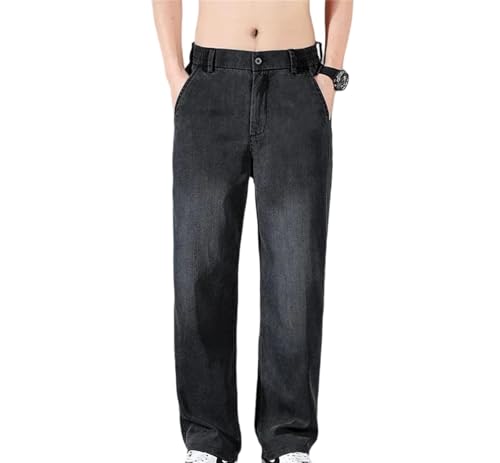 Mens Jeans Summer Business Classic Lyocell Straight Stretch Denim Pants Comfortable Loose Trousers