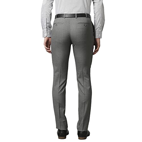 Image of Raymond Men's Poly Viscose Blend Solid Pattern Slim Fit Flat Front Formal Trouser