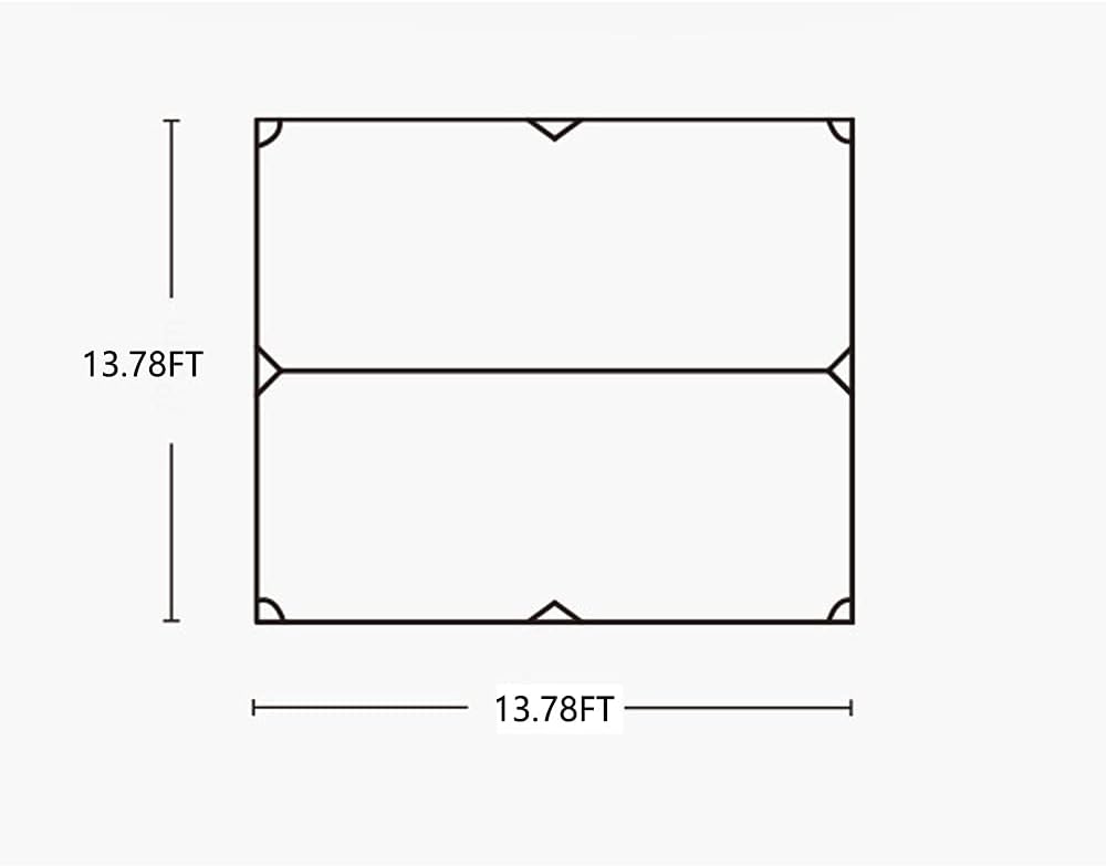 Camping Tent Tarps Waterproof UV Protection Rainproof 13.78×13.78FT Green