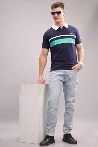 Image of ADRO Men's 100% Cotton Regular Fit Polo T-Shirt