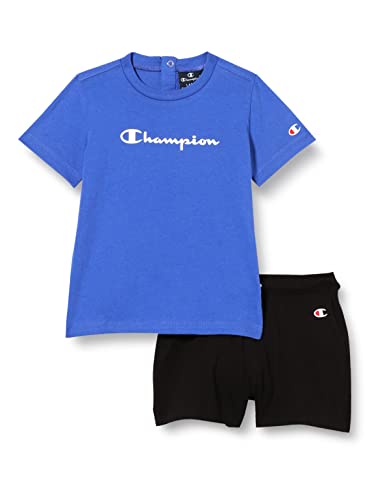 Champion Legacy American Classics-Logo S/S T-Shirt & Shorts Costume, (Blu Cobalto/Nero), 18 Mesi Bébé garçon