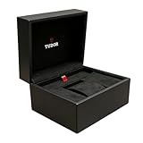 ROUREOX Scatola Orologi Texturizzata Nera Organizer Orologio Singolo Interno Rosso Borsa Regalo Manuale per Tudor 1926