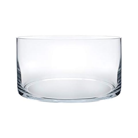 Royal Imports Flower Glass Vase Decorative Centerpiece For Home Or Wedding - Cylinder Shape, 4" Tall, 8" Opening, Clear Cover