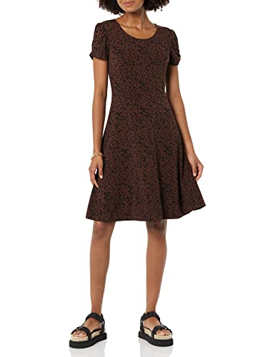 Image of Amazon Essentials Women's Gathered Short Sleeve Crew Neck A-line Dress (Available in Plus Size)