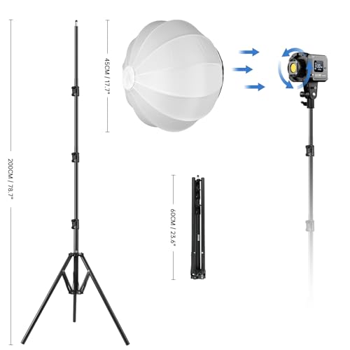 Image of GVM 80W SD80S LED Video Light with Lantern Softbox and Tripod Stand Kit, 5600K Daylight Bowens Mount Studio Light, COB Continuous Output Lighting for Video Recording, APP Control, 12 Scenes, CRI97+