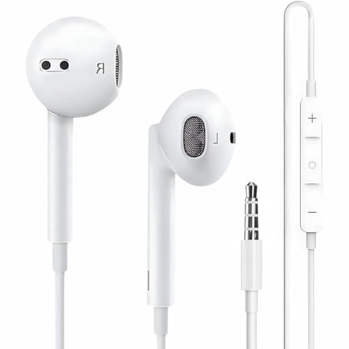 Earphones, In-Ear Headphones, Wired Earbuds, Lightweight Earphones, 3.5mm Jack Noise Isolating Headset With Microphone, Compatible with Phone MP3 Android Smartphones Laptops and more.