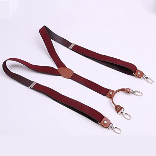 Bretelles marron 2.5cm de large style rétro en Y à 4 crochets