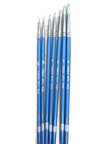 7pcs - Synthetic White Sable Round Detail Artist Brushes Sizes 3/0-2/0-0-1-2- 4-6,