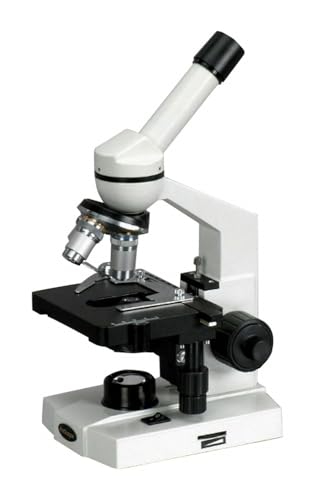 Image of AmScope M220 Monocular Compound Microscope, WF10x Eyepiece, 40x-400x Magnification, Tungsten Illumination, Brightfield, 1.25 NA Abbe Condenser, Coaxial Coarse and Fine Focus, Mechanical Stage, 110V