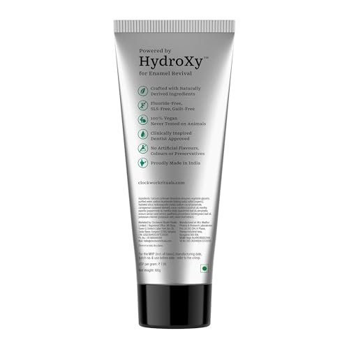 Image of Clockwork Nano-Hydroxyapatite (nHAP) Toothpaste with 10% HydroXy & 10% Xylitol - Enamel Repair, Anti Cavity & Remineralizing | Fluoride Free, SLS Free | Sensitive Teeth Whitening | Natural Premium Oral Care | Peppermint 100g