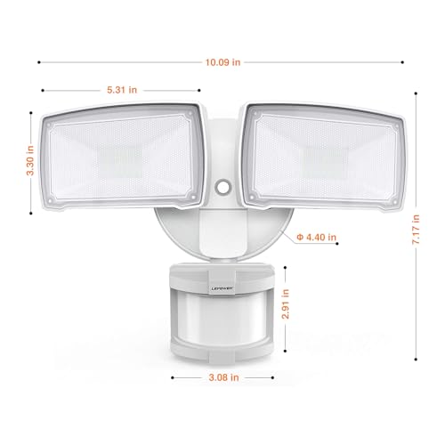 LEPOWER 30W LED Security Lights Motion Sensor Outdoor, 3200LM, 5500K, IP65 Waterproof, Hardwire 2 Head Motion Detector Flood Light for Garage, Yard, Porch - Image 4