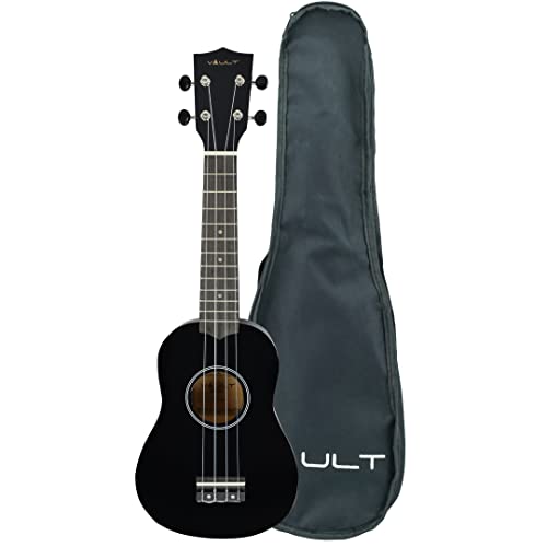 Image of Vault UK-003 Soprano Colourful Ukulele 21 inch with Gig-Bag - Black