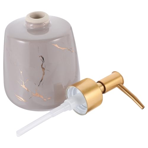 HIAKDOFT 大理柄セラミックポンプボトル 高耐久詰め替え容器 大容量シャンプーディスペンサー バスルーム用環境 デザイン おしゃれ美容室ホ