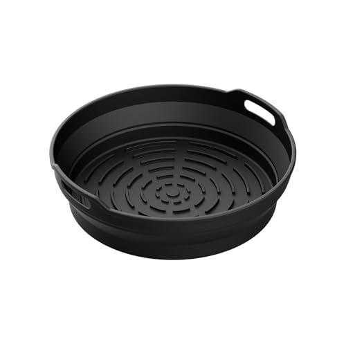 GRIFEMA 2 Pack Silicone Air Fryer Liner, Reusable, BPA-free, Oil-Resistant, Foldable, 5-8 L, Replacement for Disposable Baking Parchments, Airfryer Silicone Liners for Air Fryers, Ovens, Microwaves