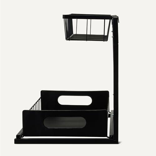 Amazon Basics L-Shape Under Sink Storage Pull Out Cabinet Organizer, Black, Pack of 2 - Image 4