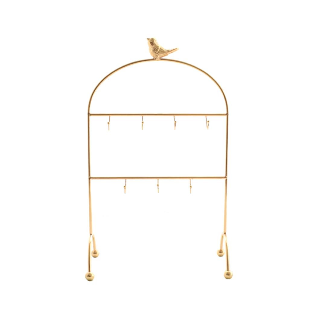 OQOPO Multifunktionaler Schmuck-Organizer-Ständer, goldener Vogel-Schmuck-Aufbewahrungsständer, Präsentationsständer für Wohnzimmer, Badezimmer, Büros
