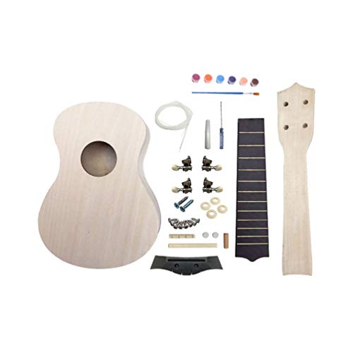 Artibetter 1 Set Diy Guitar Kit Unfinished Luthier Project Guitar Kit Body Neck Bridge Fretboard Ukulele Crafts