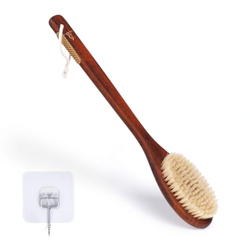 Wooden Bath Brush with Long Handle and Bristles
