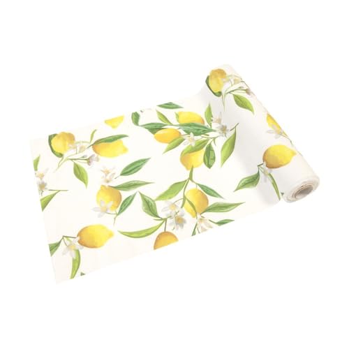 Tendances Fêtes - Chemin DE Table Toile Citron Fleuri 28CMX4M Jaune
