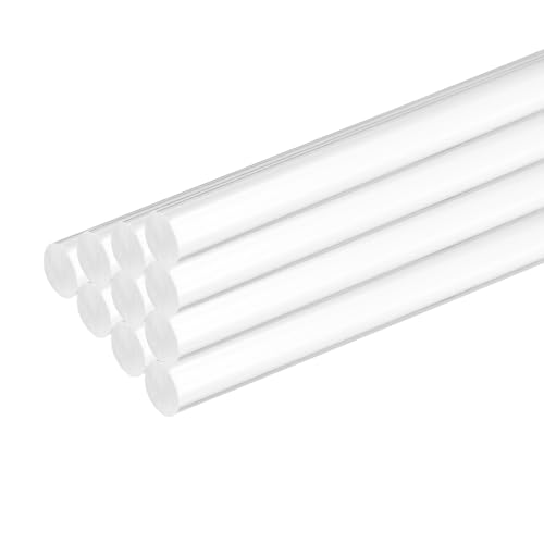 MECCANIXITY 10 Pcs Acrylic Round Rods 5/16" x 10" Clear Acrylic Dowel Rods Sticks Plastic Sticks Strip for Model Making DIY Crafts Lighting Gardening Decorations - 8mm x 250mm