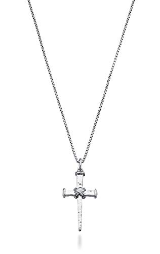 Miabella Italian Rope Wrap Nail Cross Pendant Necklace Box Chain, Rhodium or 18K Yellow Gold Over 925 Sterling Silver Made in Italy3