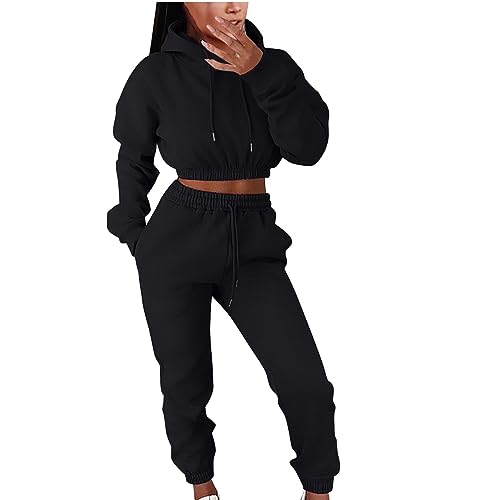 EMATOP Damen Tracksuit Kuschelig Sportanzug Zweiteiler Sport Outfit Elegant Langarm Sweatshirt und Lange Hose Jogginganzug Casual Einfarbig Hoodie Kapuzenpullover und Sweathose Freizeitanzug EMATOP Damen Tracksuit Kuschelig Sportanzug Zweiteiler Sport Outfit Elegant Langarm Sweatshirt und Lange Hose Jogginganzug Casual Einfarbig Hoodie Kapuzenpullover und Sweathose Freizeitanzug