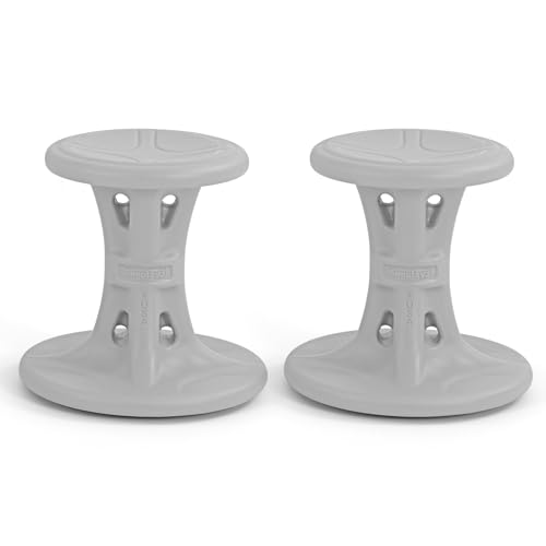 Image of Simplay3 Play Around Wiggle /Wobble Kids Flexible Active Sitting Chair /Stools (2-Pack) to Improve Focus, Posture, Strengthen Core - Ages (5-8) 14 inch Cloud Gray - Made in The USA