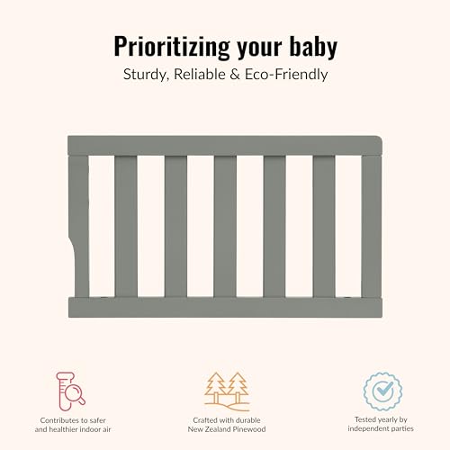 Image of Dream On Me Toddler Guard Rail for Convertible Crib, Solid Wood Bed Rail for Toddler Bed Conversion, Sea Grass