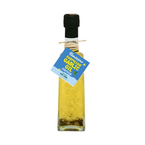 Benissimo Parmesan Garlic Infused Oil, Castolatta 8.12 Fl Oz Bottle, Savory Italian Inspired Infused Oil with Garlic, Herbs, and Parmesan Flavor for Vegetables, Pasta, Pizza, and Everyday Cooking