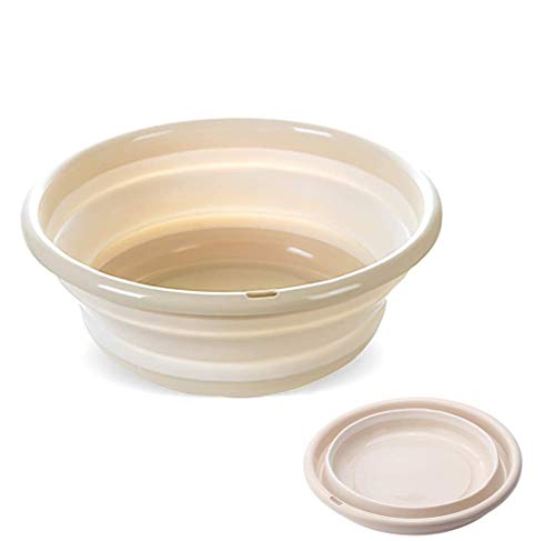 RULAYMAN 洗面器 折りたたみ 洗い桶 たらい バケツ 折り畳み 湯おけ シリコン 洗濯 掃除 足浴 風呂 五色(クリーム色, S)