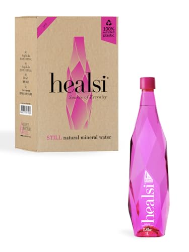 healsi Natural Artesian Still Water pH7 rich in silica. (6 x 33.8 fl oz fuchsia PET)