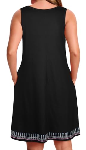 Image of CHICGAL Womens Summer Dresses Casual Sleeveless Loose T Shirt V Neck Sundress Swing Beach Cover Up with Pockets 2026