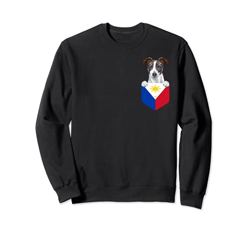 Philippines Flag Italian Greyhound Dog In Pocket Sweatshirt, Black