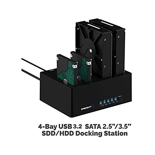 image for SABRENT 4 bay hard drive docking station, SSD HDD 2.5 3.5 inch SATA ca