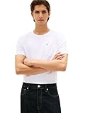 Tommy Hilfiger mens Essential Short Sleeve Cotton Crewneck Pocket T-shirt T Shirt, Cotton White, Large US