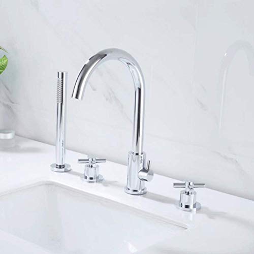 Mélangeur salle de bain cascade laiton quatre trous pour un bain relaxant à la maison