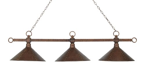 Elk 182-Ac-M2 Designer Classics 3-Light Billiard Light, 14-1/2-Inch, Antique Copper With Hand Hammered Iron Shades