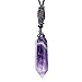 CENMOO Collana di Cristallo di Ametista, Ciondolo di Cristallo Viola Naturale, Significato Spirituale Collana di Ametista Naturale, Collana di Amuleti Curativi per Ragazzi, Uomini E Ragazze immagine